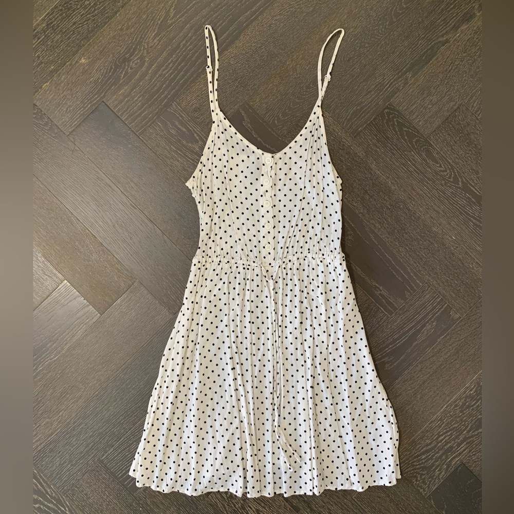 H&M Divided - White Mini Sundress with Black Polka Dots (Size 4)